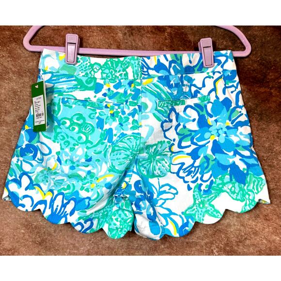 Lilly Pulitzer Buttercup Scalloped Short In A Pinch Blue Floral size 0 - Picture 5 of 8